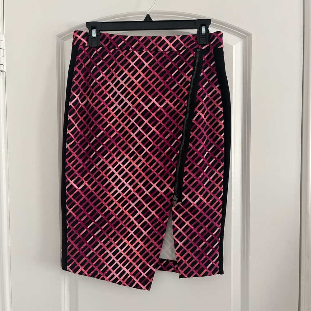 Worthington Pink and Black Asymmetrical Pencil Skirt